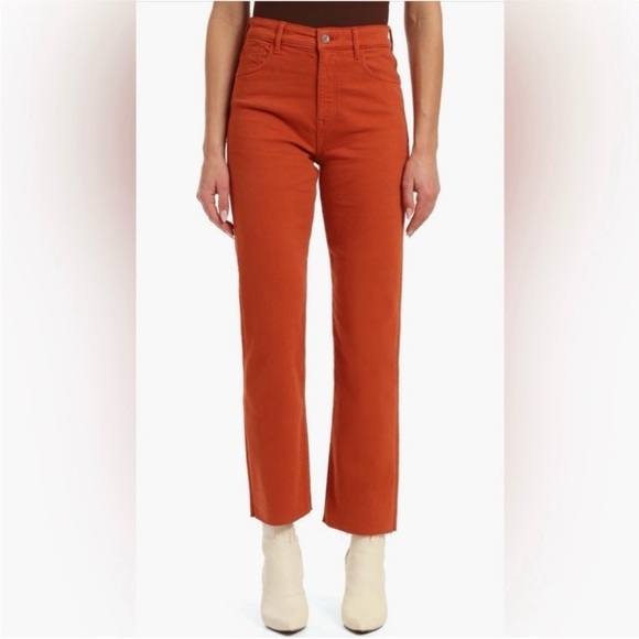 Mavi Barcelona High Rise Wide Leg Raw Hem Jeans in Orange Size 26 - Picture 1 of 10